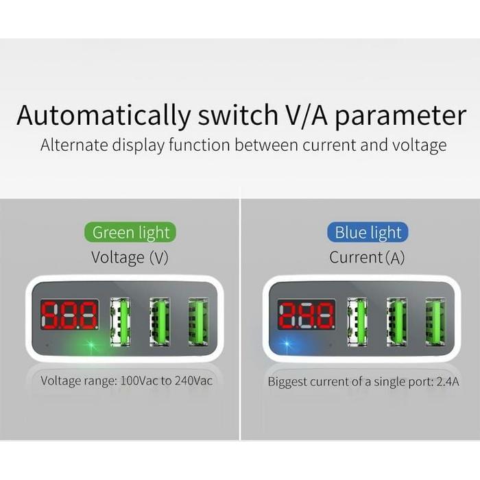 Mcdodo Digital Display Travel Adaptor Charger With 3 Usb Port Redy Stok