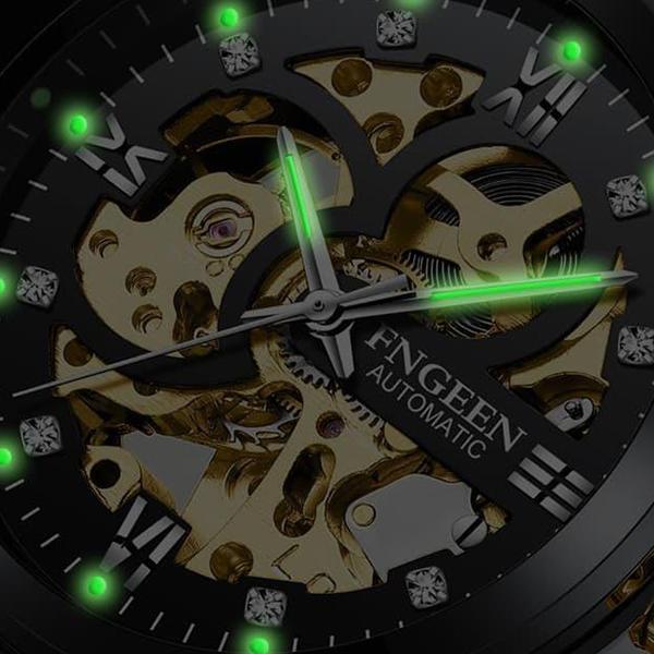 Fngeen 6018 Otomatis Jam Tangan Pria Anti Air Luxury Stainless Steel Original Mekanis Waterproof