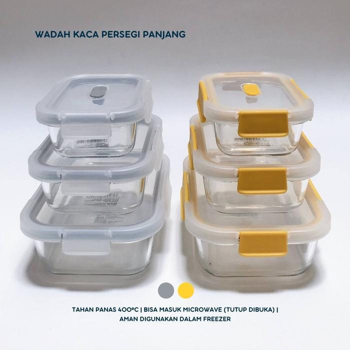 WADAH KACA PERSEGI PANJANG TOPLES FOOD CONTAINER SET