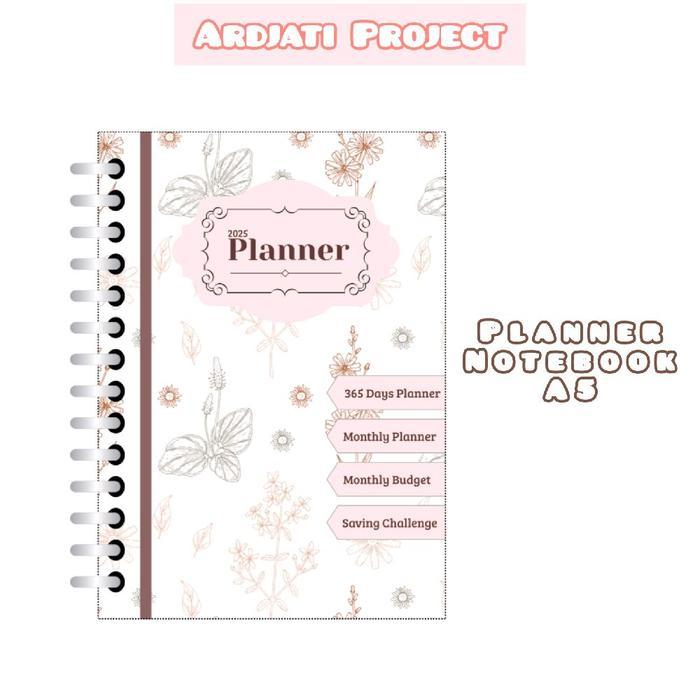 Terlaris Planner Notebook By Ardjati ukuran A5 365 days planner, monthly planner, monthly budget,