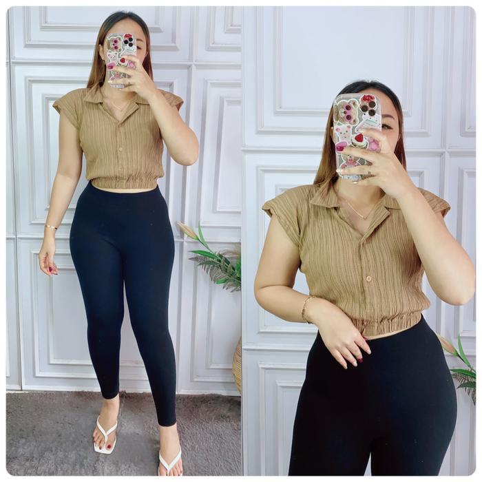 Grosir Natalia Mona Top Crop Bahan Lady Crush Baju Atasan Wanita Casual Basic Motif