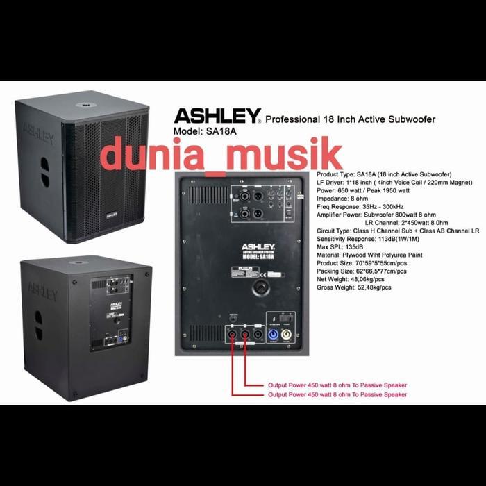 Subwofer Aktif Ashley Sa18A 18Inch Original Co