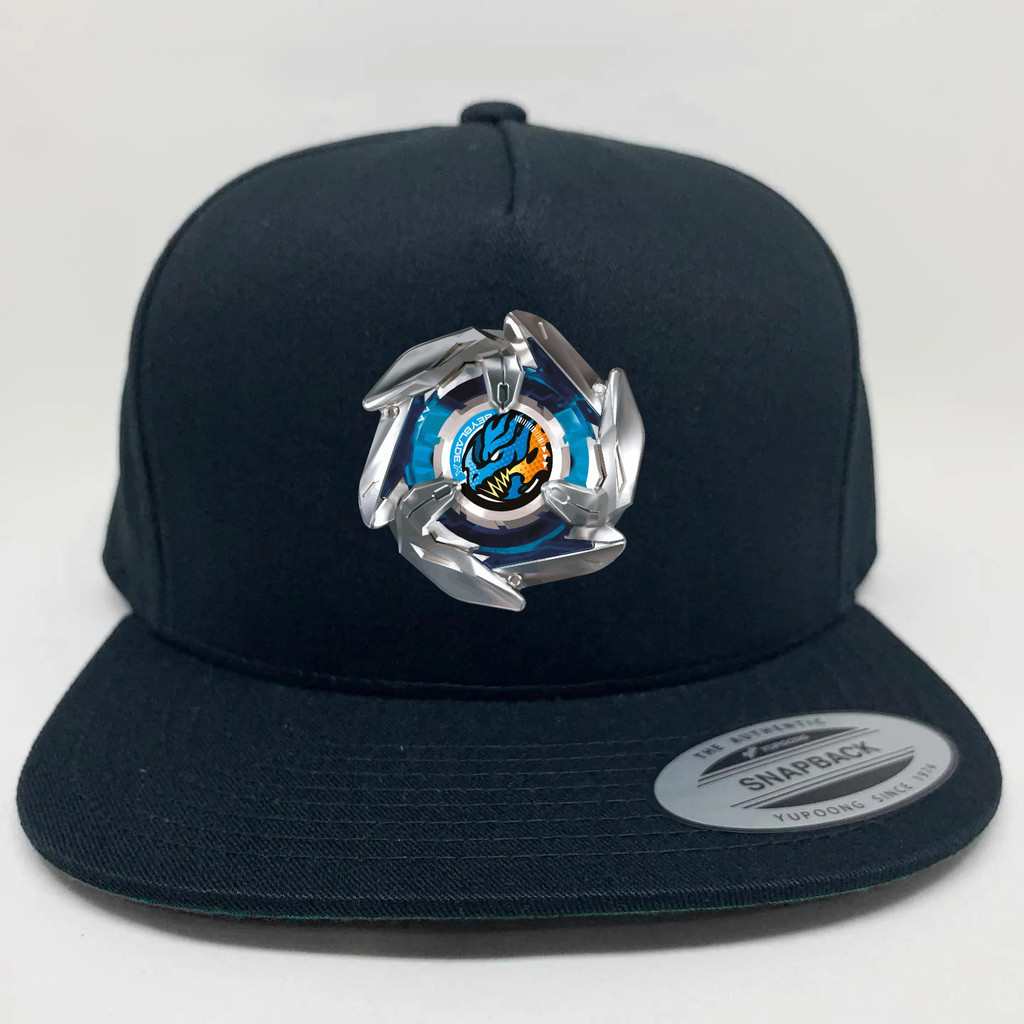 Topi Snapback Anime Beyblade X Gear Chip logo Dran dagger