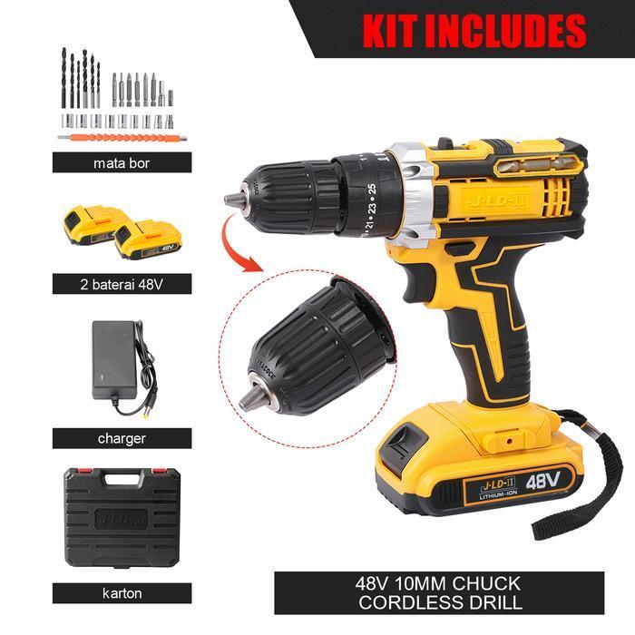 Jld-Ii 48Vf Mesin Bor Baterai Cas 35N.M Impact Drill Bor Cordless/Bor Tangan Baterai/Bor Jld Mesin