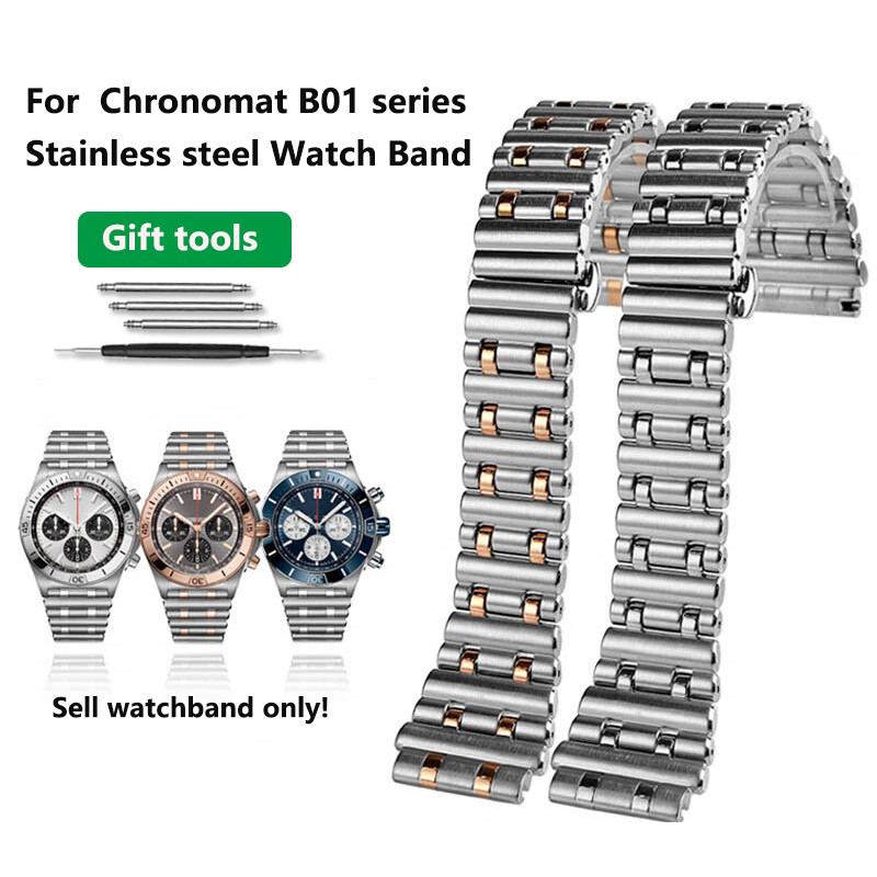 22Mm 24Mm High Quality Stainless Steel Strap For Breitling B01 42Mm Bracelet Watchband Chronomat B01