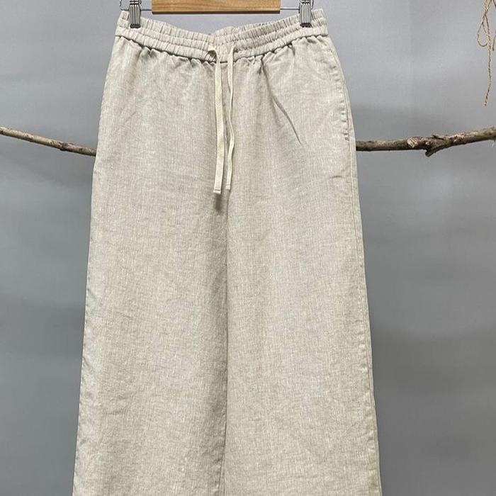Sister.Grub - Celana Kulot Linen Rami Premium/Celana Kulot Highwaist Wanita/ Celana Kulot Tali Serut