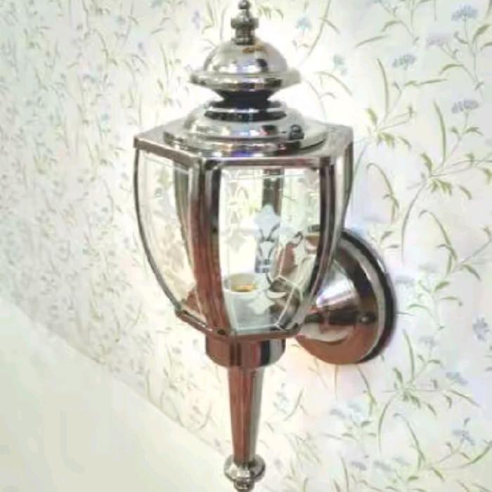 Lampu Dinding Hias Outdoor Minimalis Dekorasi 1 Lampu Teras Elegan Besi Bohlam Fitting E27 Warna Ab