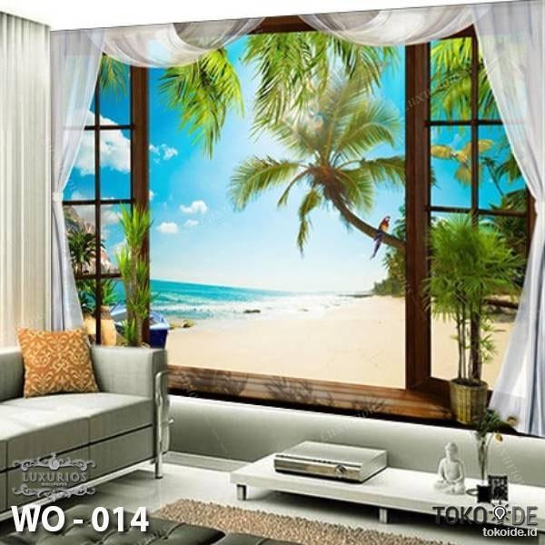 3D Custom Wallpaper Wallpaper Pemandangan dari jendela Sticker pemandangan Motif 1