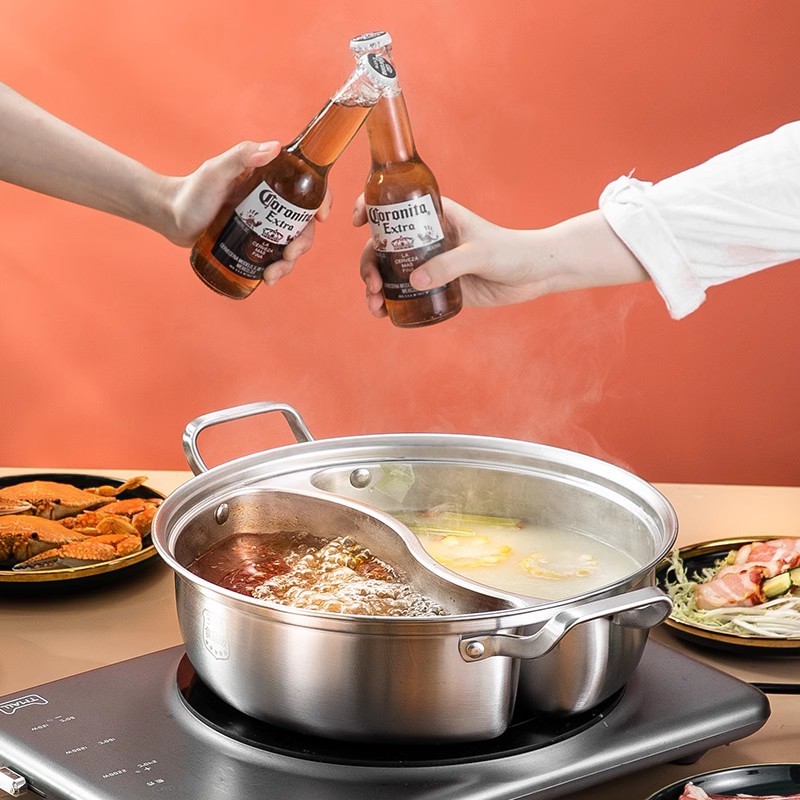 Integrated Double-flavor hot pot induction cooker universal hot pot household large capacity hot pot