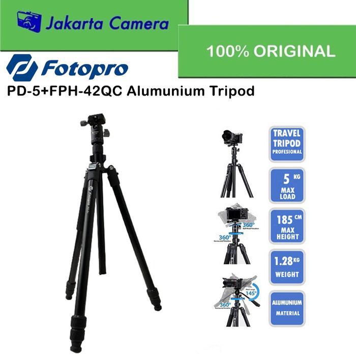 Fotopro Pd-5 Tripod With Fph-42Qc Ballhead Tripod Kamera Hp Pd5