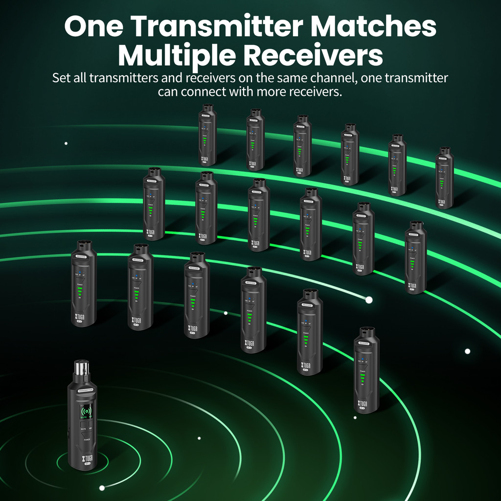 XTUGA UHF Professional Microphone Wireless Converter XLR Rechargeable Transmitter Receiver For