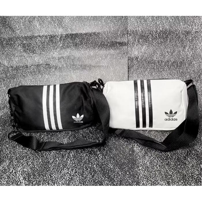 TAS SLINGBAG ADIDAS STRIPE ORIGINAL BLACK WHITE BAGS / TAS SLINGBAG PRIA WANITA / TAS SLINGBAG FULL