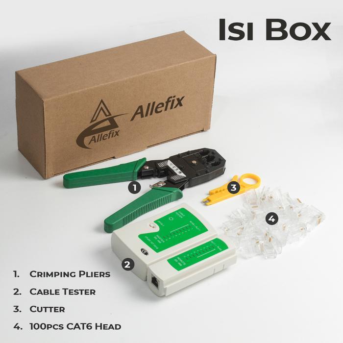 Tang Crimping Tool Set 100pcs 6CAT RJ45 LAN Tester Konektor- CrimpingSet-BS-C018