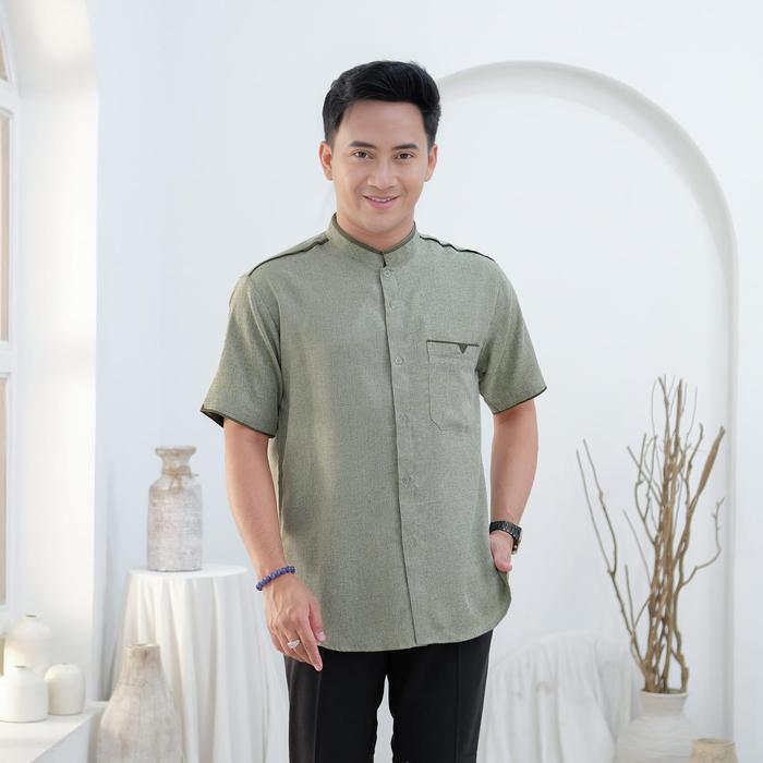 Baju Koko Pria Muslim Lengan Pendek Kain Katun Madina Sultan Terlaris