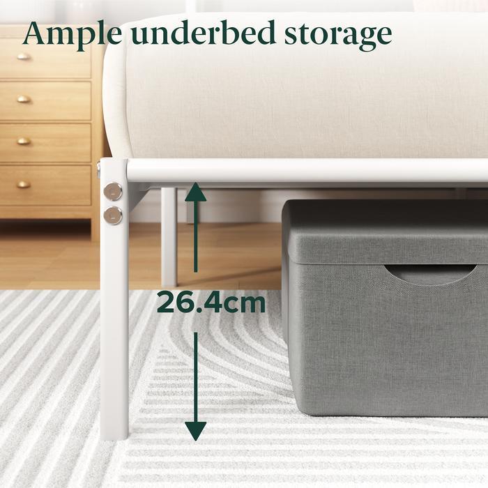 Zinus Tempat Tidur Ranjang Besi Geraldine / Warna Putih / Dengan Sandaran / Easy Assembly / Tinggi