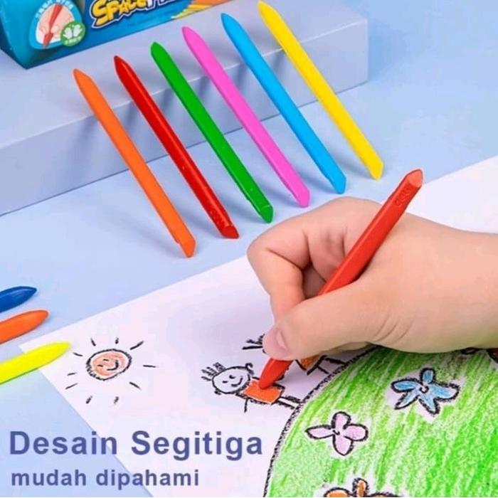 Crayon Anti Kotor Tidak Mudah Patah Isi 24 Dan 36 Pcs / Crayon Anak Triangle Non Toxic Waterproof