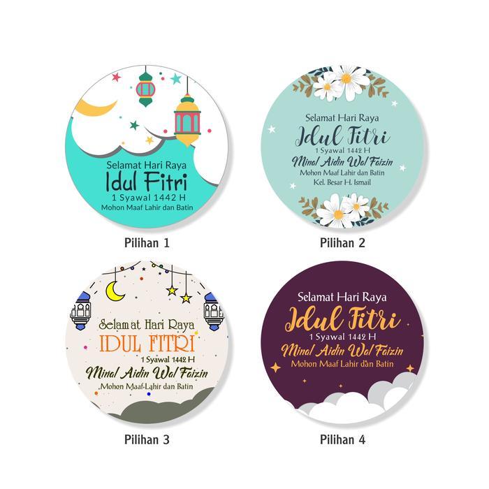 stiker kartu ucapan lebaran hari raya idul fitri bulat