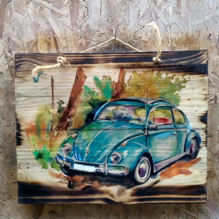 SIAPKIRIM Lukisan Kayu VW Mobil Vw Kodok Vintage Jadoel Antik san Interior READY STOCK