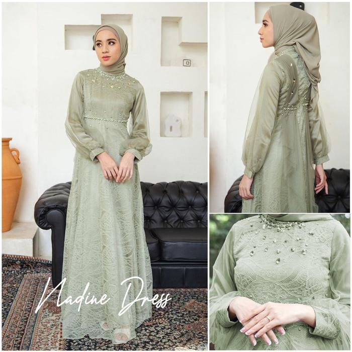 NADINE DRESS PREMIUM GAMIS MUSLIMAH REMAJA GAUN KONDANGAN PESTA BRUKAT ELEGAN DRESS LEBARAN