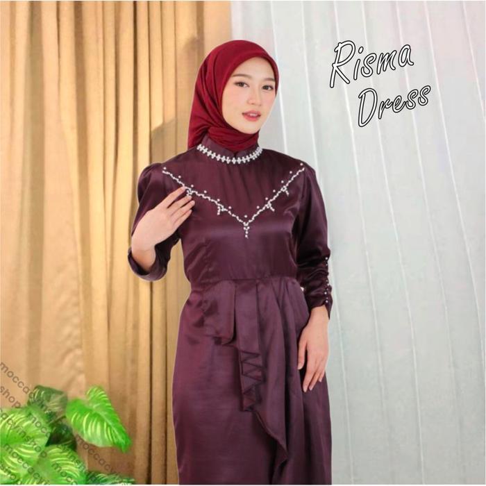 [ NEW ] Risma Dress Kondangan Viral Gaun Pesta Simple Elegan Baju Wanita Modern Kekinian Dress