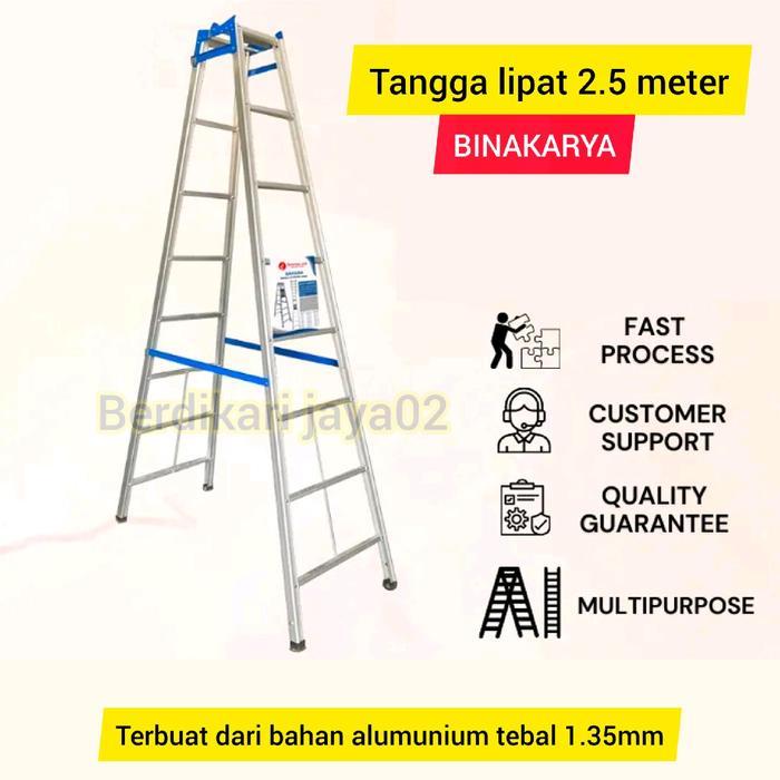 Tangga Lipat 2.5 Meter Alumunium Binakarya Kuat Kokoh Berkualitas