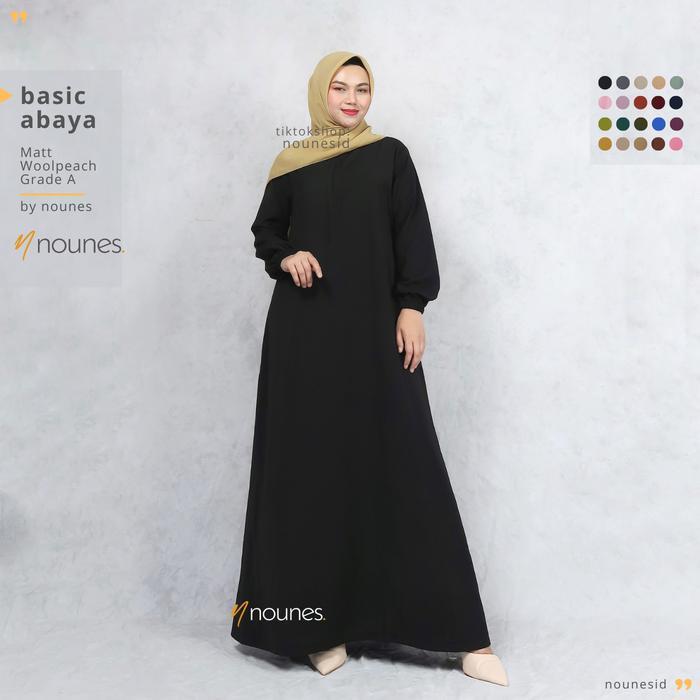 Nounes Basic Abaya Dress Gamis Daily Polos Wanita Muslim IS