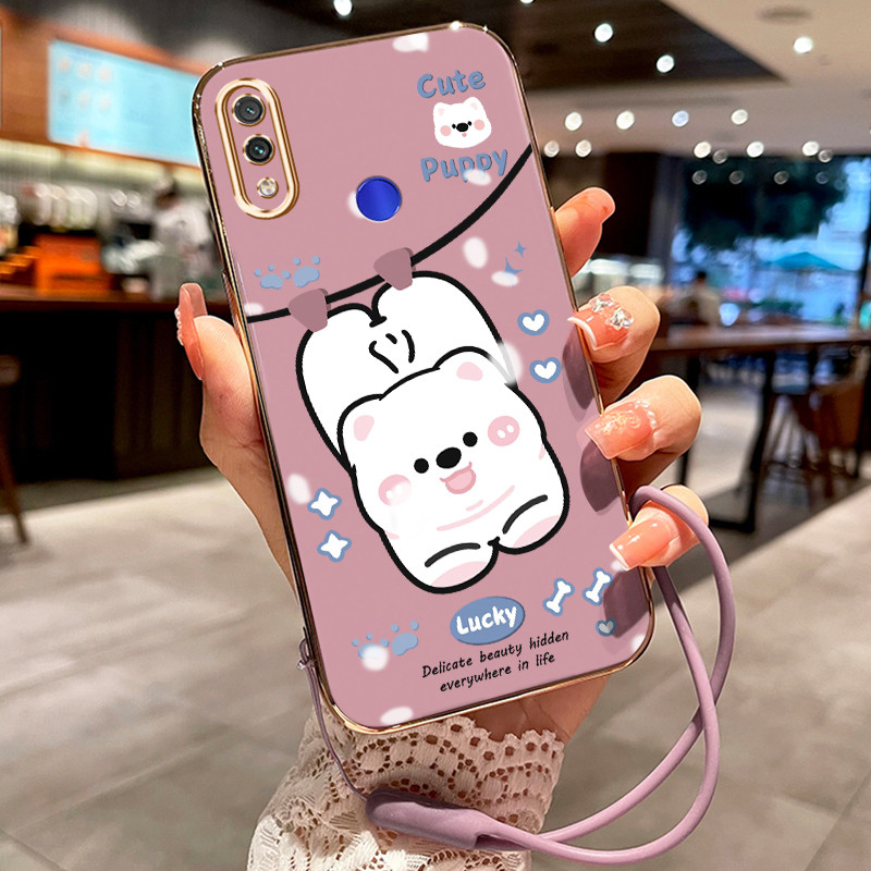 Casing Hp Untuk Xiaomi Redmi Note 7 Note 7s Note 7 Pro Case Anjing kecil pink pelapisan Kekinian Ces