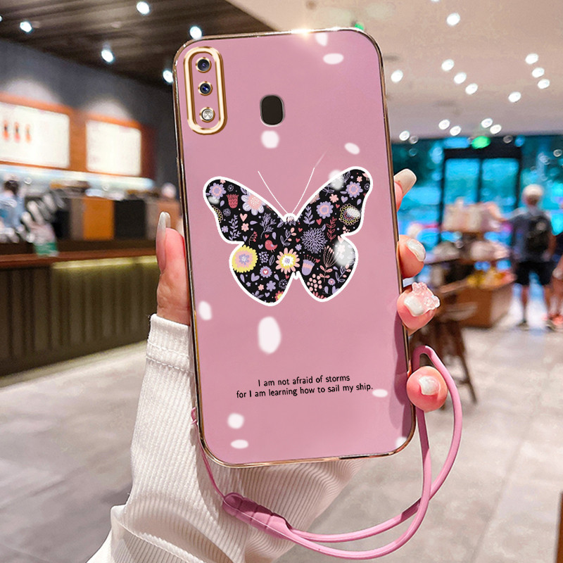 Casing Hp Untuk Samsung Galaxy A20 A30 M10s A20s A21s Case Flower butterfly pelapisan Kekinian Cesin