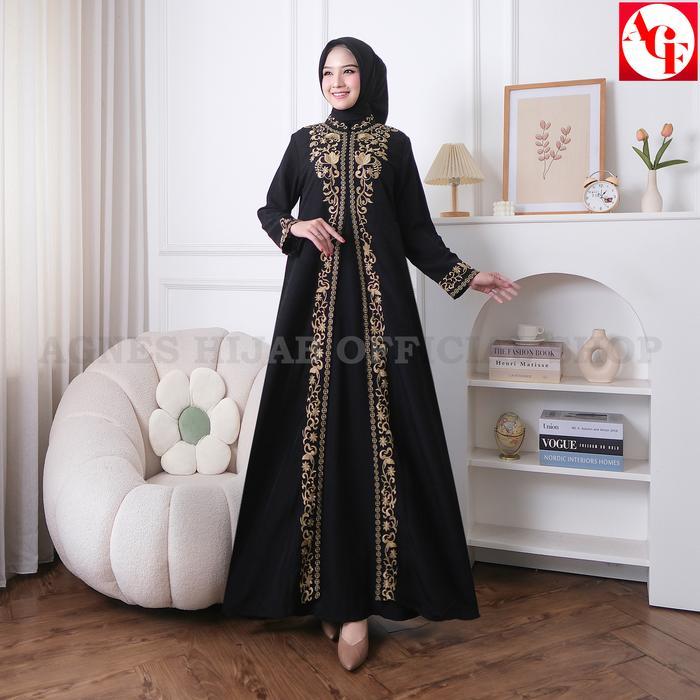 Agnes Hijab - Asya Dress Abaya Hitam Lebaran 2026 Terbaru Baju Muslim Wanita Gaun Pesta Kondangan