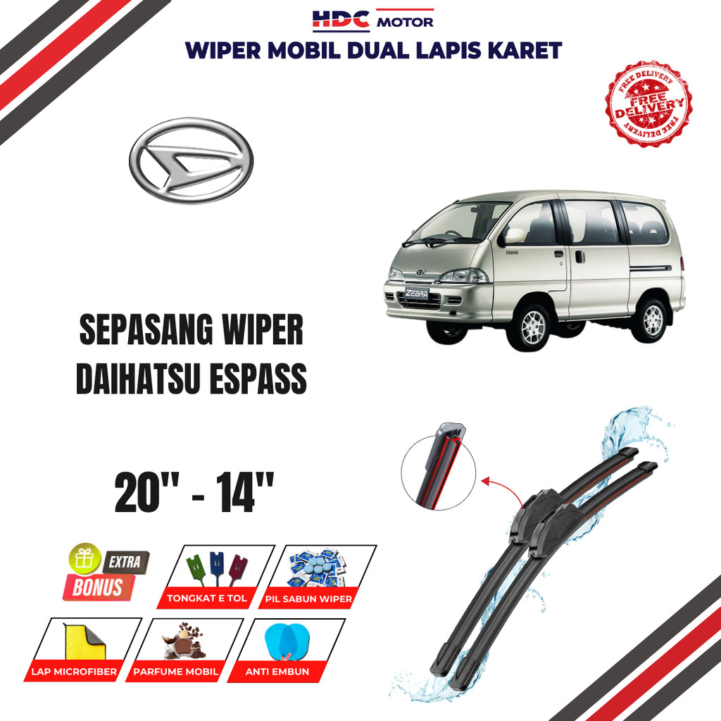 Wiper Daihatsu Espass Dual Kaca Depan Mobil Free 5 Bonus