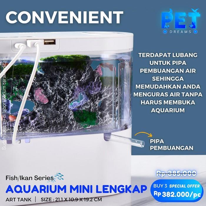Aquarium Mini Cupang Komplit Filter dan LED Lampu / Aquarium mini USB