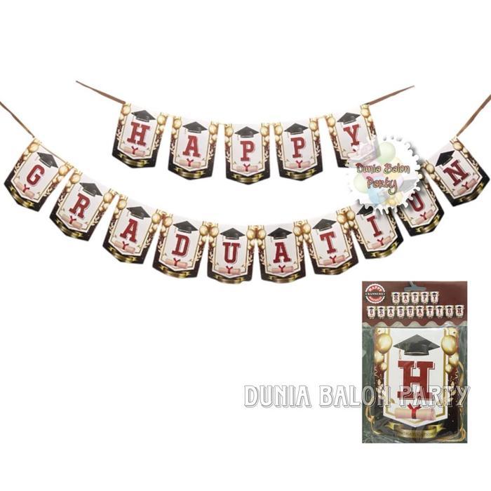 Banner Happy Graduation / Bunting Flag Wisuda Motif Toga