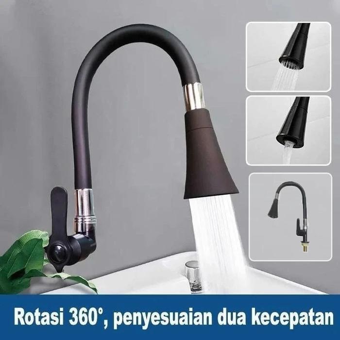 Toto - Sus304 Kran Angsa Fleksibel Kran Cuci Piring Hitam Kran Cuci Piring Dinding Anti Karat Promo