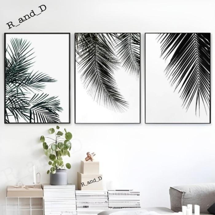 Poster dinding daun kelapa, hiasan dinding lukisan dekorasi rumah