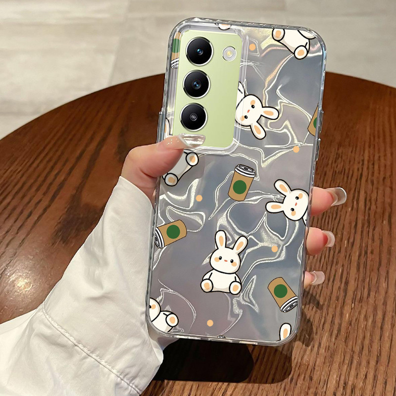 Casing Hp Untuk VIVO Y100 4G V30 Lite 4G V30 SE 5G V40 SE 5G Y200E 5G Case Teh Susu Kelinci pita Tre