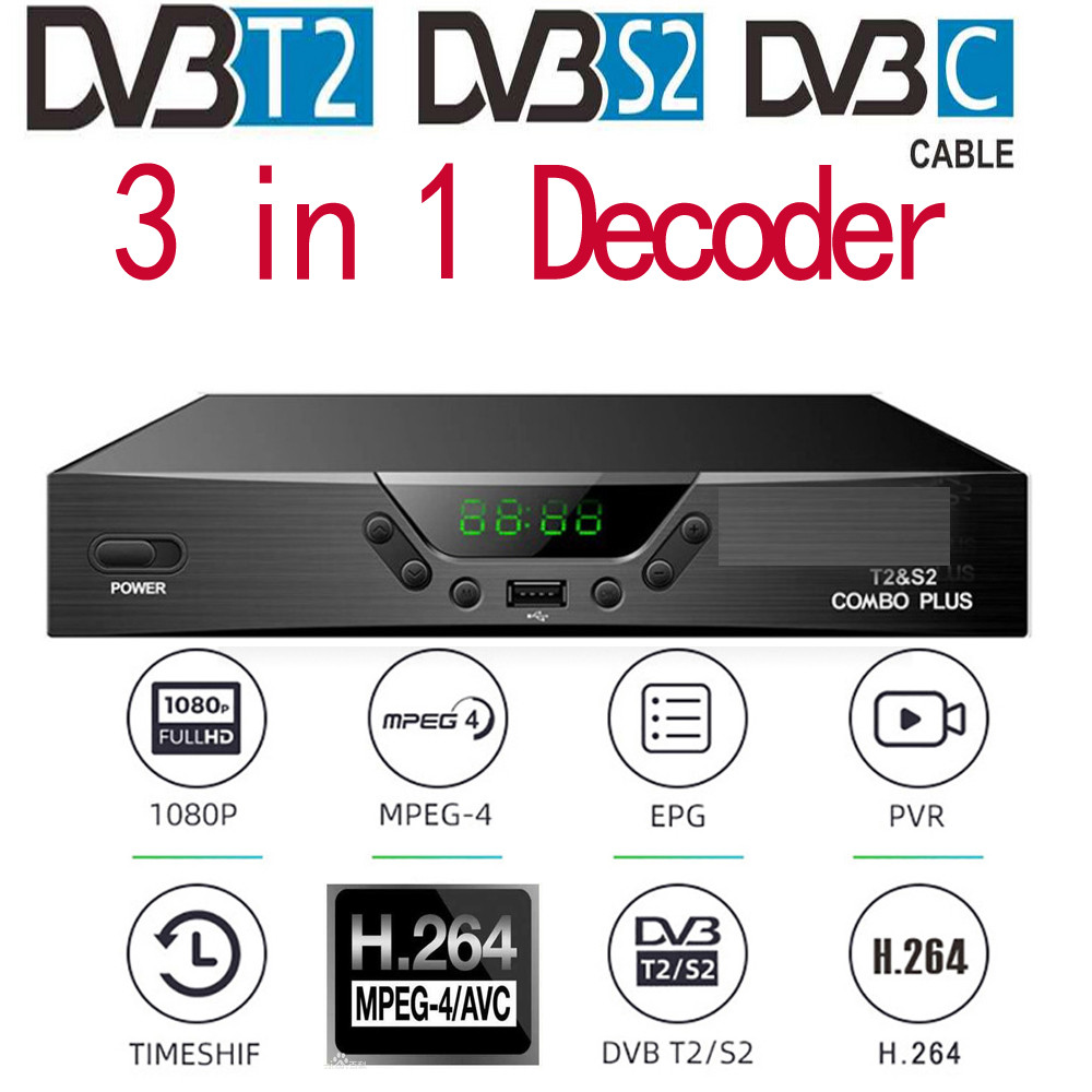 Combo 2 in 1 Decoder DVB T2 S2 Digital Tuner Satellite TV Receiver H264 TV Decoder 1080P Full HD PVR