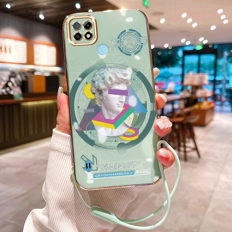Casing Hp Untuk Realme C21 C21Y C25Y Case Patung Seni Klasik Penyepuhan Cesing silikon Kasing SoftCa