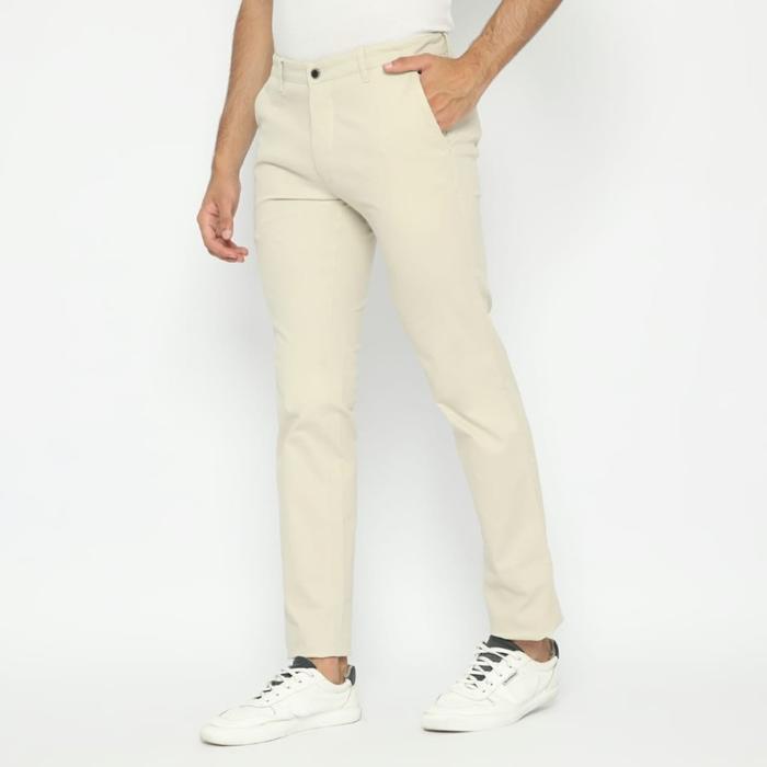 ORIGINAL RICARDO D'BRITANO Celana Chinos Panjang Pria Casual Pants - Cream READY STOCK