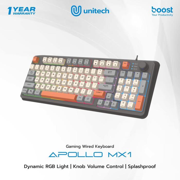 Keyboard Gaming Membrane RGB Unitech Apollo MX1 Wired Keyboard Rainbow Backlight