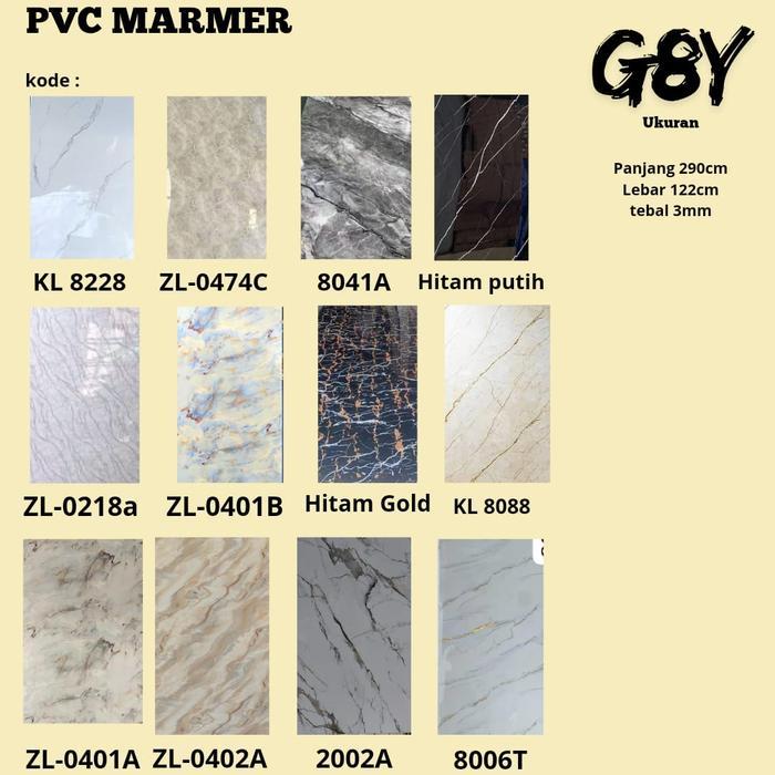 (ISI 2 LEMBAR) PVC Marble / PVC Marmer / PVC Marmer Premium Kualitas Premium