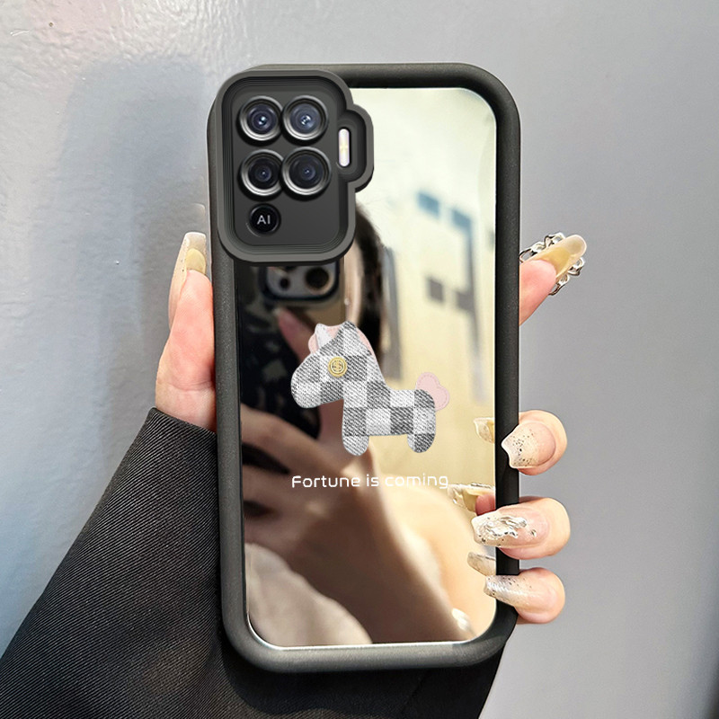 Casing Hp Untuk OPPO A94 F19 Pro Reno 5F Reno 5 Lite Case Kuda kayu berlapis kain Kasing silikon Ces