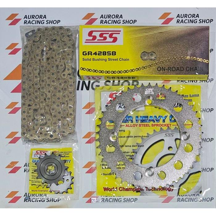 GEAR SET SSS 428 KLX 150 / D TRACKER 150 & RANTAI SSS 428 SB GOLD