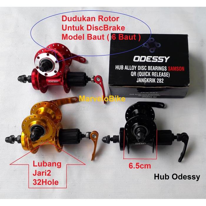 Hub Sepeda Odessy 32 Hole Bearing Alloy - Red / Gold