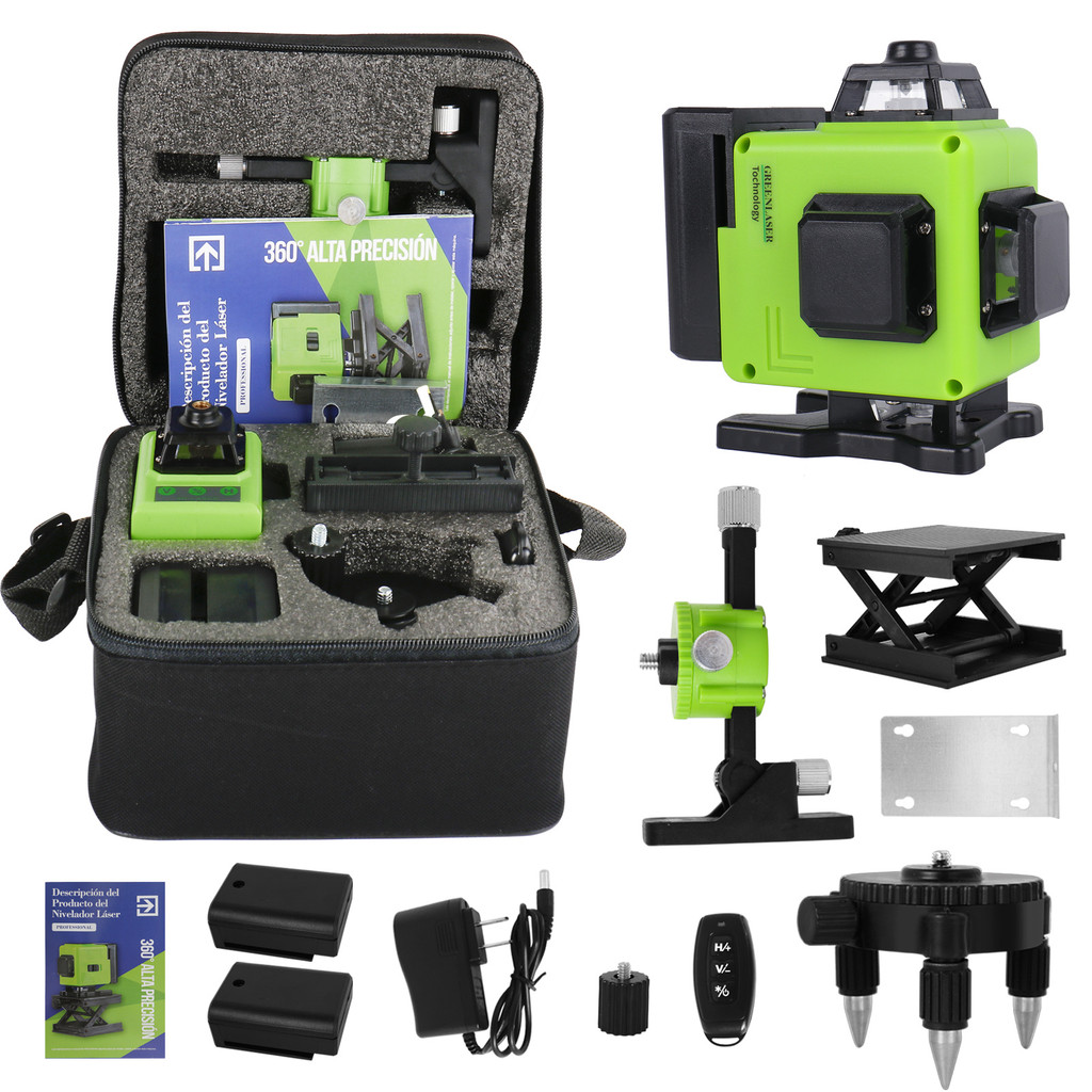 Mesin Perata Otomatis 360 ° Tingkat Laser 16 Garis 4D Alat Perata Baterai Lithium Isi Ulang USB Vert
