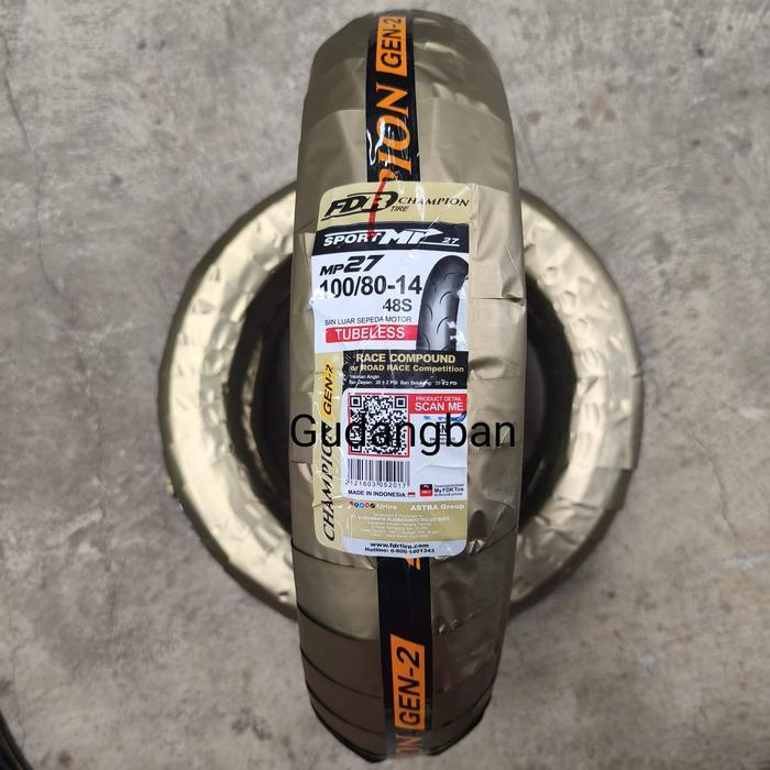 ( MP27 - RING 14 ) FDR MP27 UK 100 80 14 BAN LUAR MOTOR FDR SPORT RACING TUBELESS FREE PENTIL