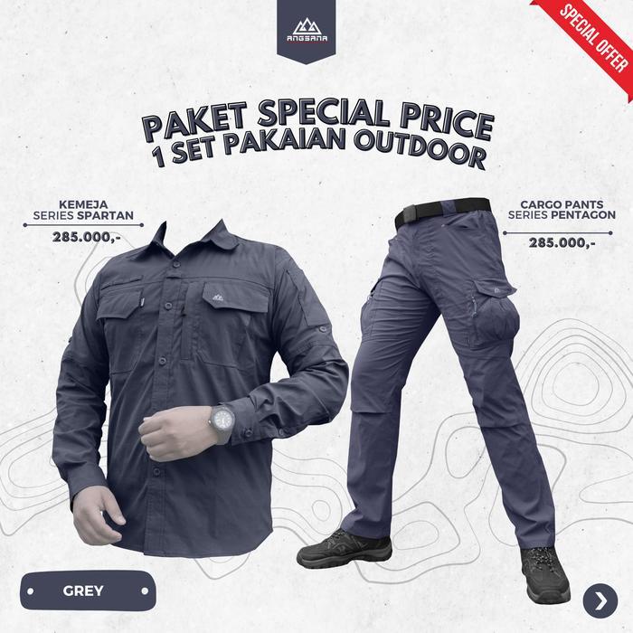 Hot Sale Paket Setelan Kemeja & Celana Angsana Elastis Quickdry Tactical Performa Panjang Pria