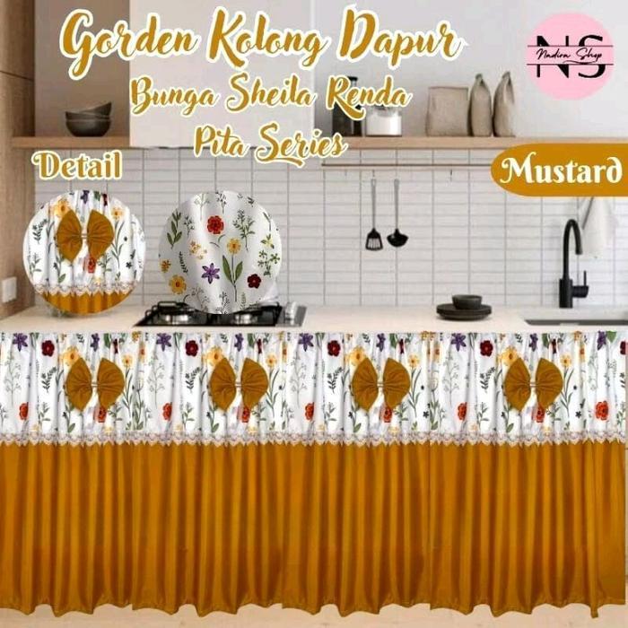 Premium Tirai Gorden Kolong Dapur Bawah Meja Konpor Kolong Dapur Motif Terbaru Cantik Dan Elegan