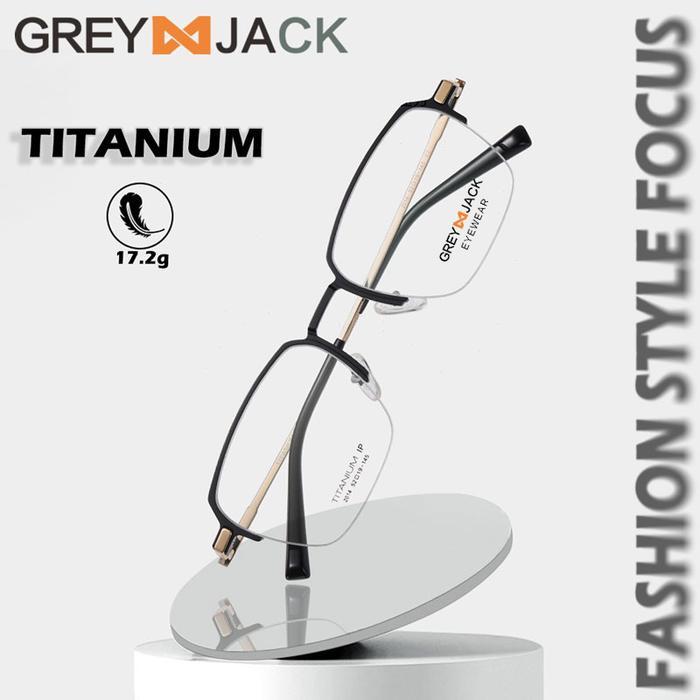 Grey Jack Kacamata Kotak Half Frame Elegant Titanium Bisa Minus 2014