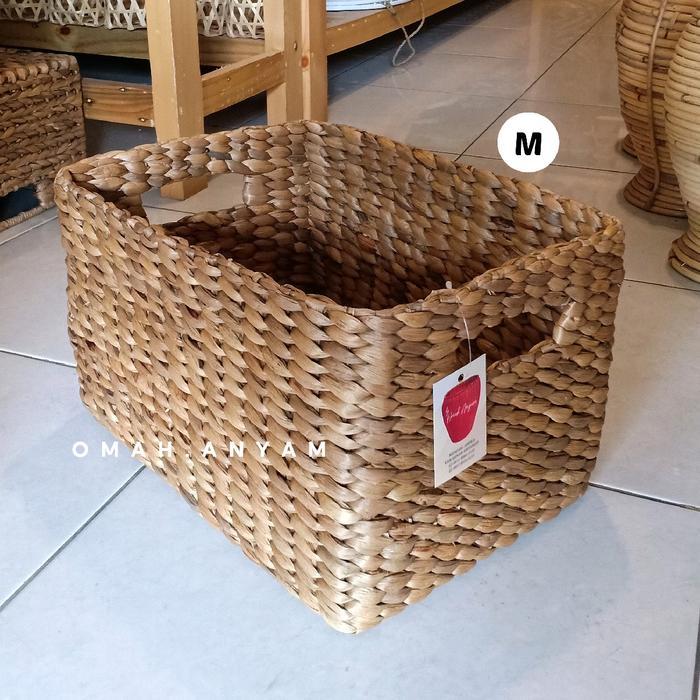 Premium Keranjang Anyam Eceng Gondok Storage Box Bahan Alami Eceng Gondok Tempat Penyimpanan