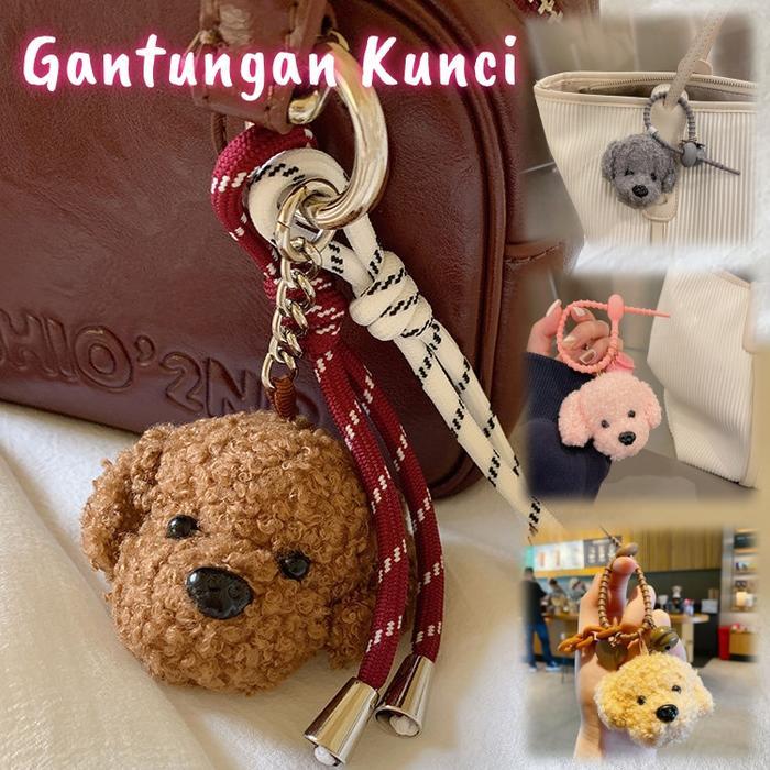 Gantungan Hp Anjing Fluffy/ Gantungan Kunci Boneka Anjing Teddy/Liontin Tas/Boneka Anjing Boneka